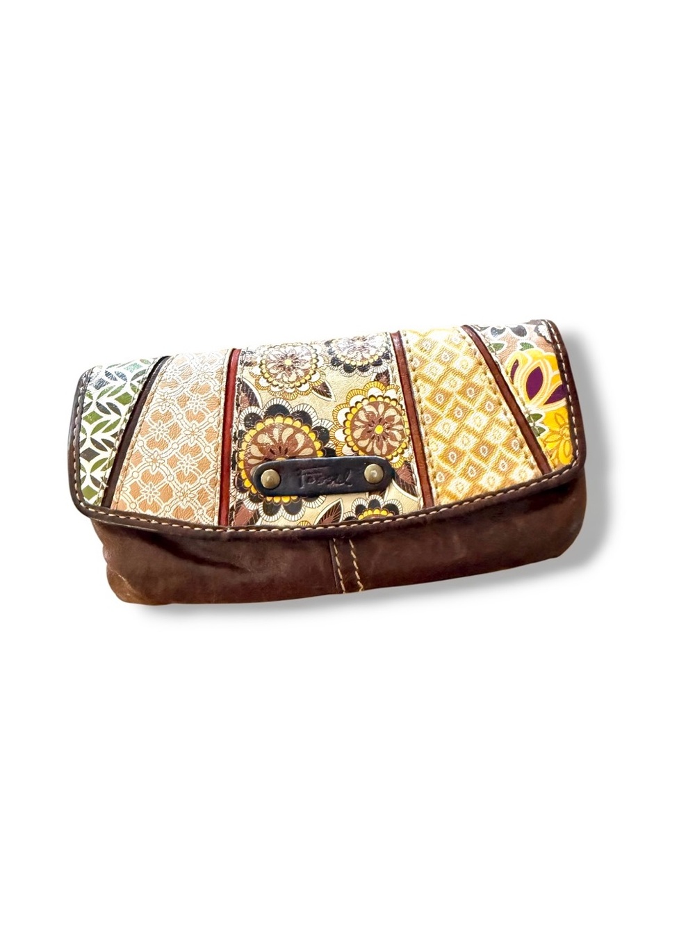 Fossil Talita Patchwork Floral Wristlet Clutch - Brown & Multi